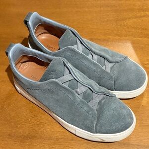 Zegna Aqua Suede Men's Triple Stitch Sneakers